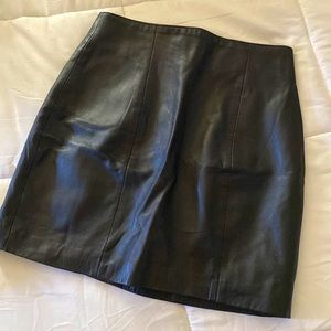 NWOT- genuine leather black mini skirt